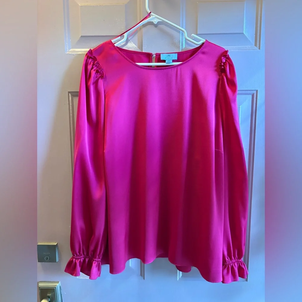 CeCe Fuchsia Long Sleeve Blouse NWOT - Picture 2 of 6